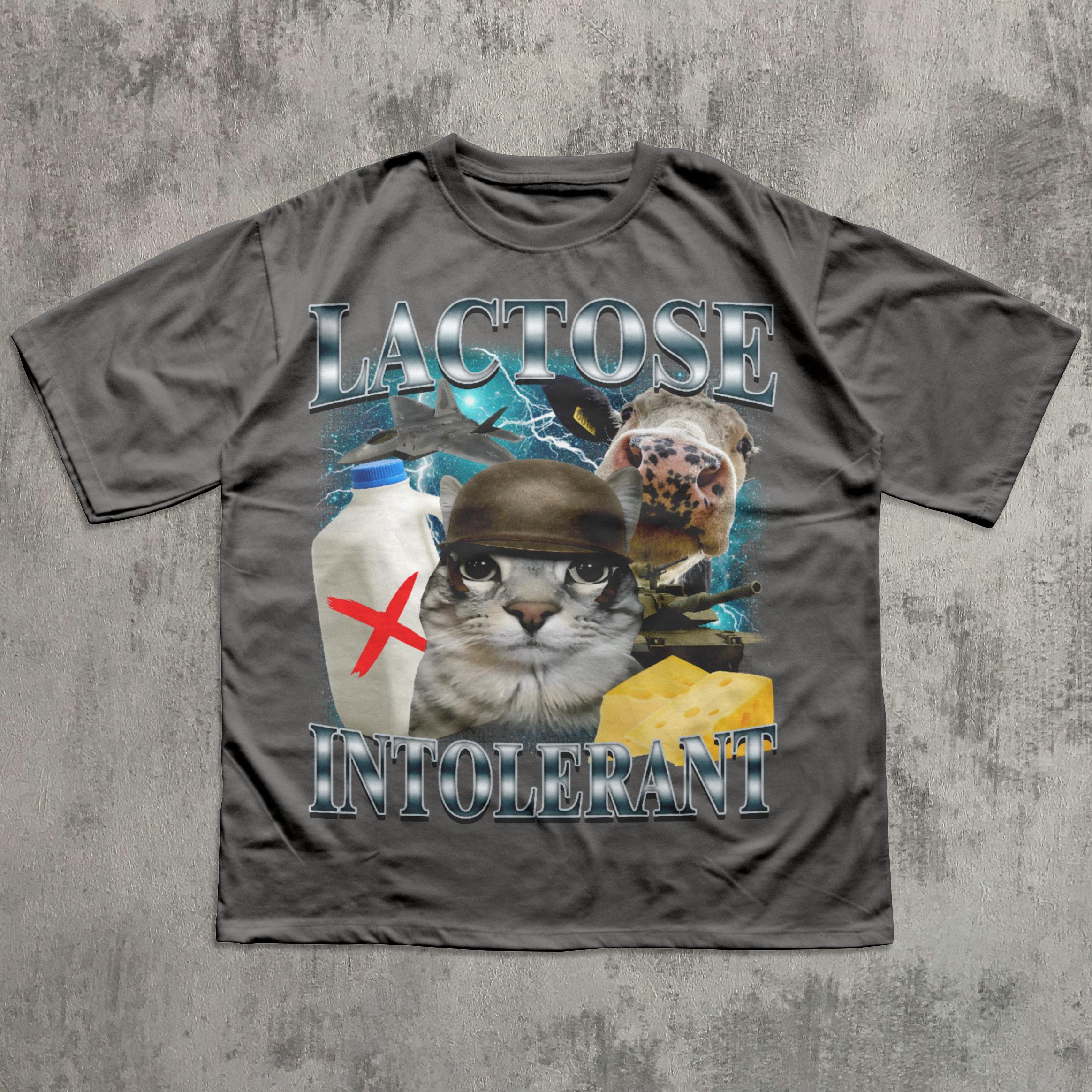 Lactose Intolerant Funny Cat Meme T-shirt, Comfort Colors Shirt, Stupid Gifts, Silly Cats Tee, Weird Tshirt, Cringey Tees, Unhinged Clothes 4332329966