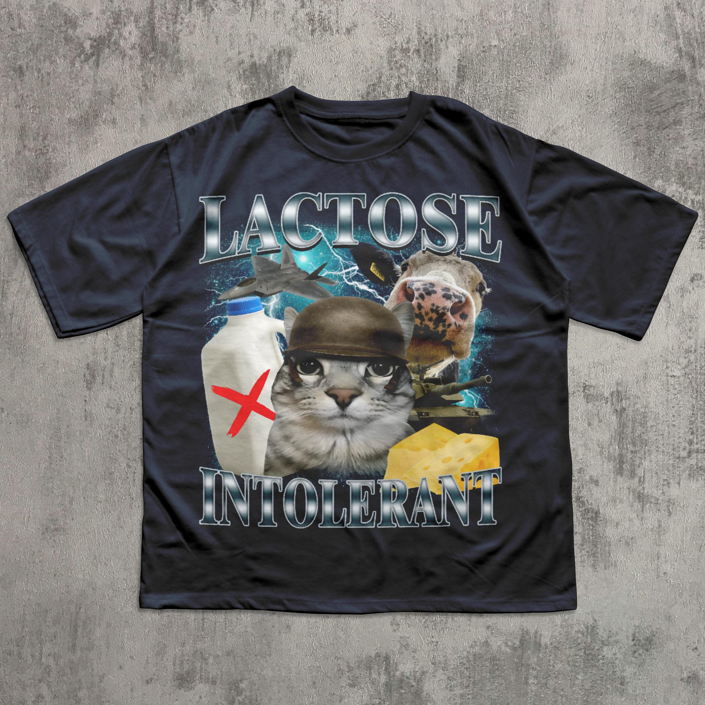 Lactose Intolerant Funny Cat Meme T-shirt, Comfort Colors Shirt, Stupid Gifts, Silly Cats Tee, Weird Tshirt, Cringey Tees, Unhinged Clothes 4332329966