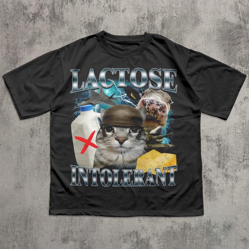 Lactose Intolerant Funny Cat Meme T-shirt, Comfort Colors Shirt, Stupid Gifts, Silly Cats Tee, Weird Tshirt, Cringey Tees, Unhinged Clothes 4332329966